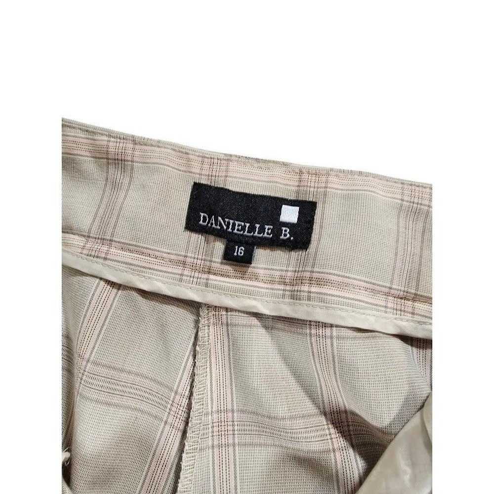 Danielle‎ B Plaid Capri Pants Womens 16 Tan Beige Cuffed Cropped Trousers - Picture 4 of 11